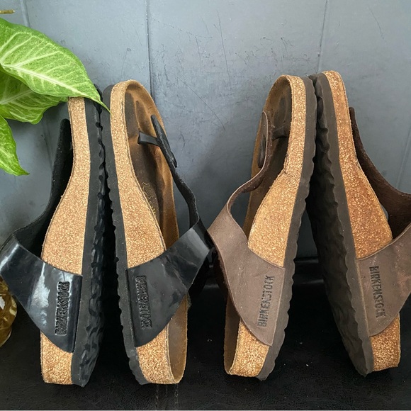 LOT 2 Pre-owned Birkenstock Gizeh Sandals in Black and Brown 37/6 Women’s - Picture 2 of 7